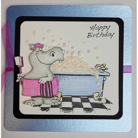 Hippo Birthday Rubber Stamp Set
