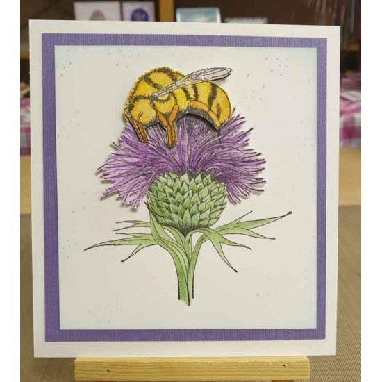 Bee on Thistle Rubber Stamp