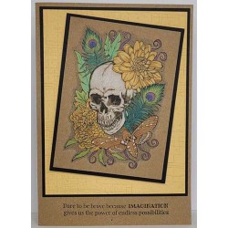 Chrysanthemum Skull Cling mounted Rubber stamp