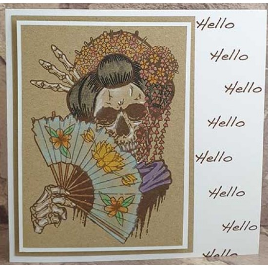 Geisha Skully Cling mounted Rubber stamp