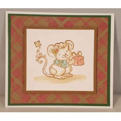 Holly Mouse Rubber Stamp