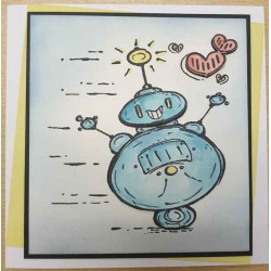 Robot Love Cling Rubber Stamp