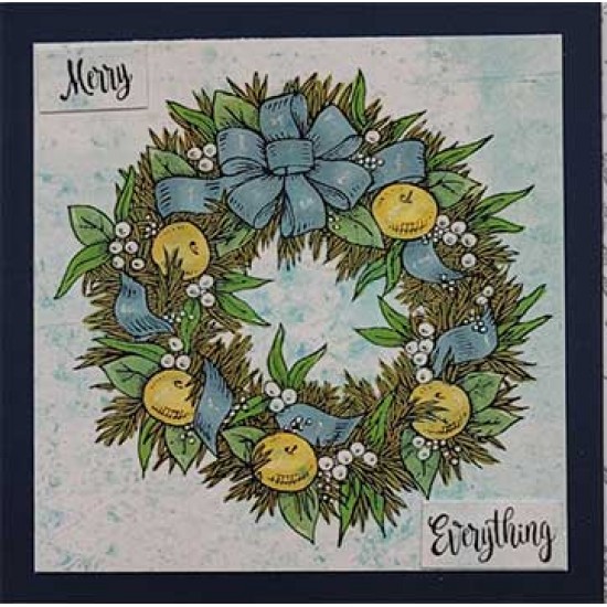 Christmas Fruit Wreath Cling Rubber Stamp