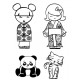 Kokeshi Dolls and Pets Cling Rubber Stamp Set