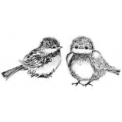 Fluffy Birds Cling Rubber Stamp