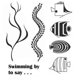 Funky Fish and Seaweed Cling Rubber Stamp
