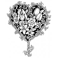 Floral Heart Cling Rubber Stamp