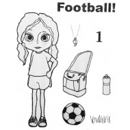Football Girl Rubber Stamp Set