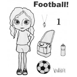 Football Girl Rubber Stamp Set