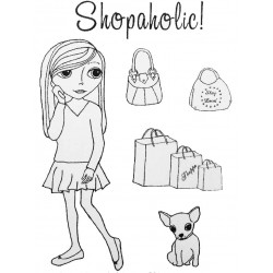Shopaholic Girl Rubber Stamp Set