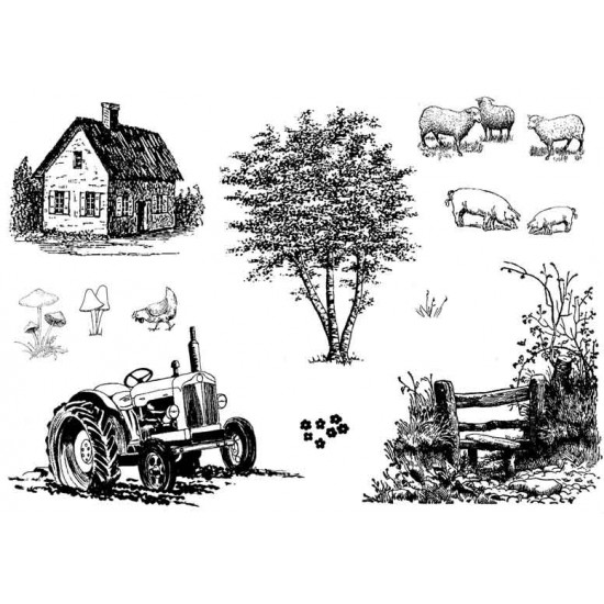 Rural Scenery Rubber Stamp Set