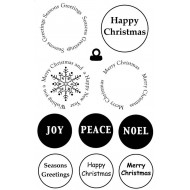 Christmas Sentiment Circles Rubber Stamp Set