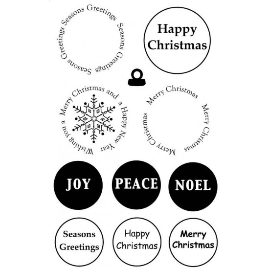 Christmas Sentiment Circles Rubber Stamp Set