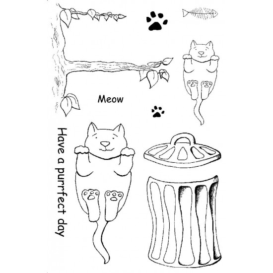 Purrfect Day Cats Rubber Stamp Set