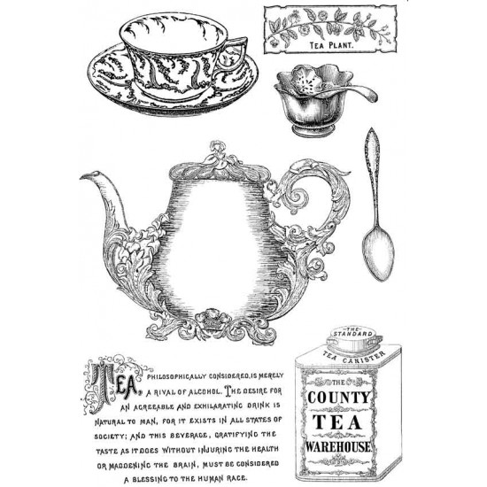 Time for Tea Victorian Rubber Stamp Set