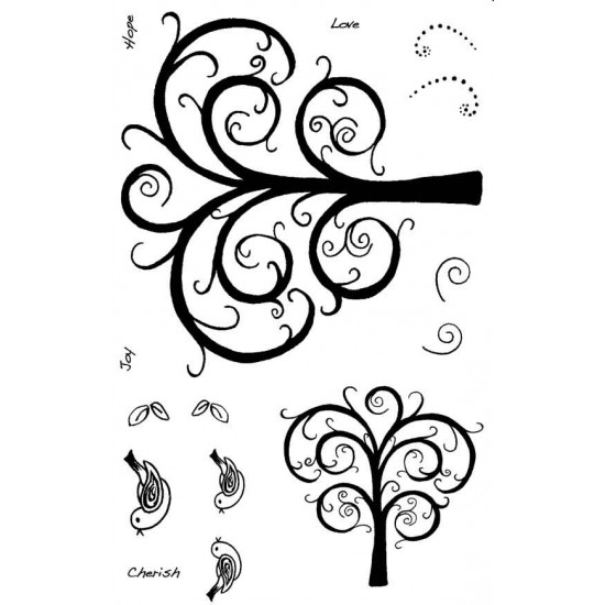 Swirly Trees Rubber Stamp Set