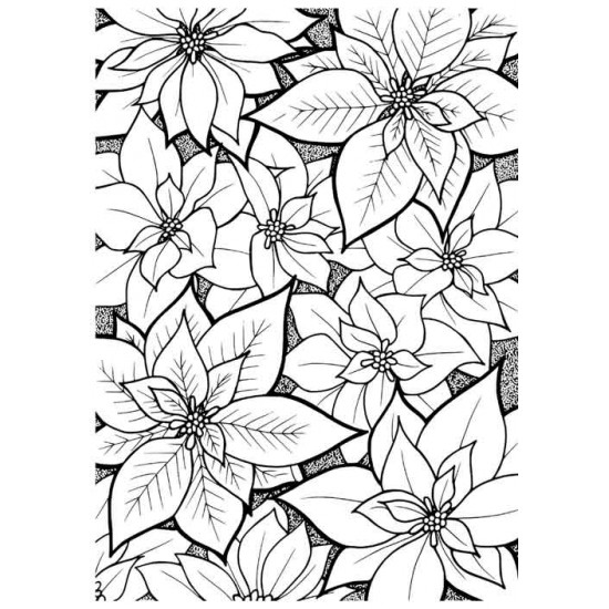 Poinsettia Background Rubber Stamp