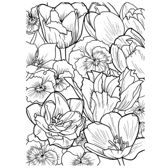 Spring Flowers Background Unmounted Rubber Stamp