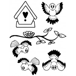 Cute Birds / Owls Rubber Stamp Set