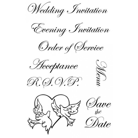 Wedding Script Invitation Rubber Stamp Set