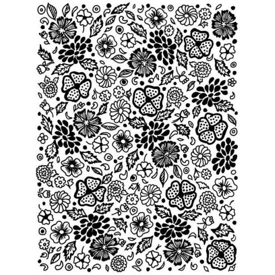 Flowers & Leaves Rubber Stamp