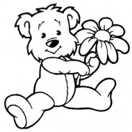 Teddy with Daisy Rubber Stamp