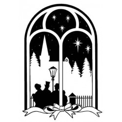 Arch Window Carolers Rubbers Stamp