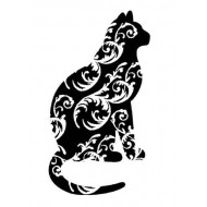 Swirly Kitty Cat rubber Stamp
