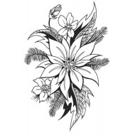 Poinsettia Bouquet Rubber Stamp