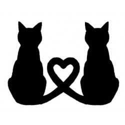Silhouette Love Cats Rubber Stamp