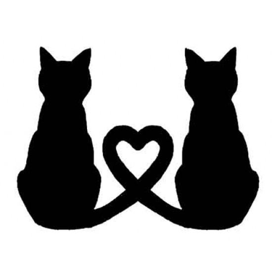 Silhouette Love Cats Rubber Stamp