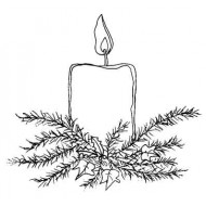 Festive Candle Rubber Stamp