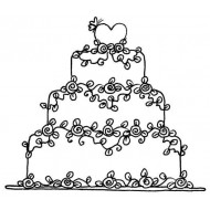 Floral Wedding Cake Rubber Stamp