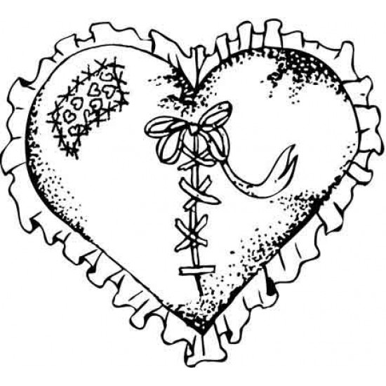 Frilly Heart Rubber Stamp