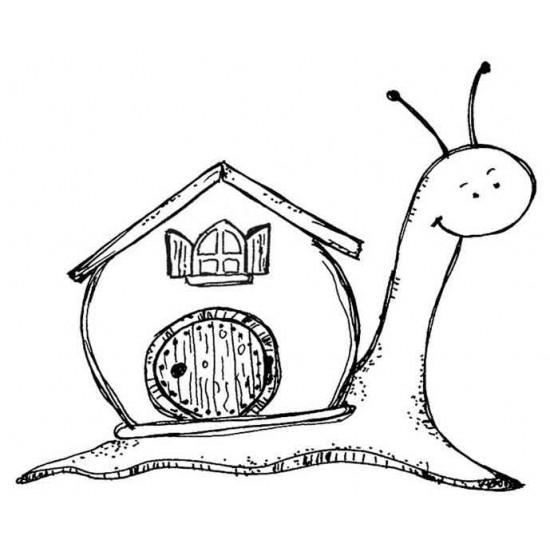 Snail Home Rubber Stamp