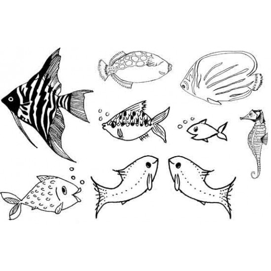 Fishes set of 9 Rubber Stamps