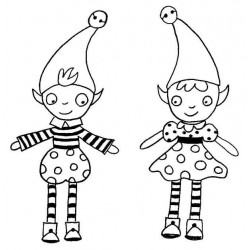 Holly and Phil Elves Rubber Stamp