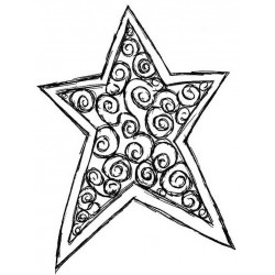 Swirl Star Rubber Stamp