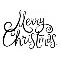 Merry Christmas Freehand Sm Rubber Stamp