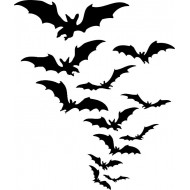 Cloud of Bats Halloween Rubber Stamp