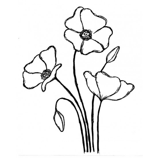 Emilys Poppies Rubber Stamp
