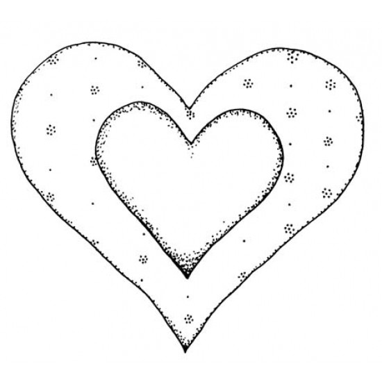 Double Heart Rubber Stamp
