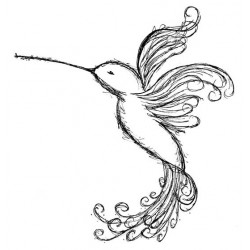 Emily's Hummingbird Small Rubber Stamp