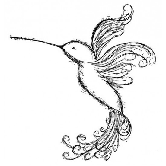 Emily's Hummingbird Small Rubber Stamp