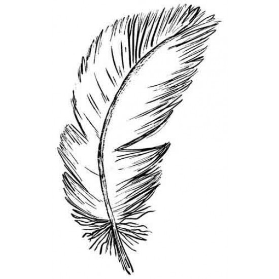 Floating Feather Large Rubber Stamp