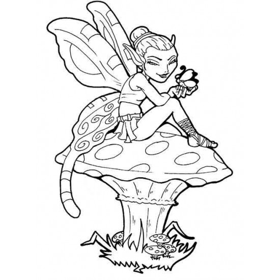 Fearless Fairy on Toadstool Rubber Stamp