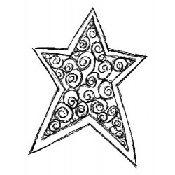 Swirl Star Small Rubber Stamp