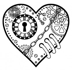 Steampunk Heart Small Rubber Stamp