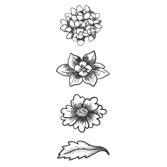 Flower Trio 1 Small Rubber Stamps