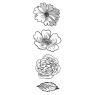 Flower Trio Large Rubber Stamps